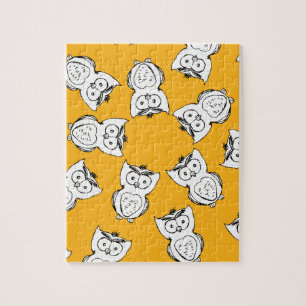 Gelbes Süße Tier Muster Cartoon Owl Muster Puzzle