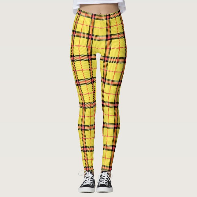 Gelbes Tartan-Muster Leggings (Vorderseite)