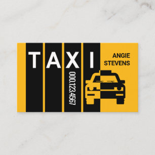 Gelbes Taxi-Auto auf Streifen Visitenkarte