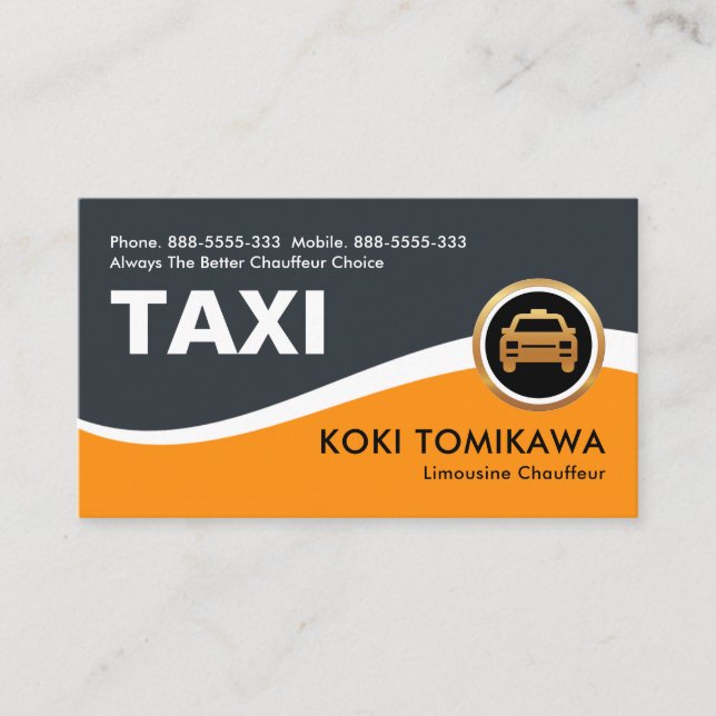 Gelbes Taxi-Wave-Taxi Visitenkarte