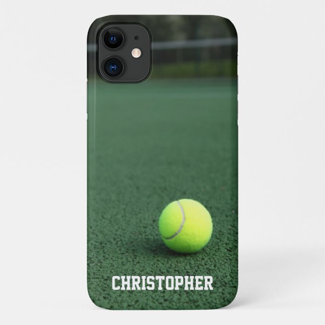 Gelbes Tennisball auf dem Green Court Personalisie Case-Mate iPhone Hülle (Rückseite)