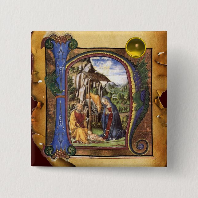 Gelbes Topaz-Monogramm Button (Vorderseite)
