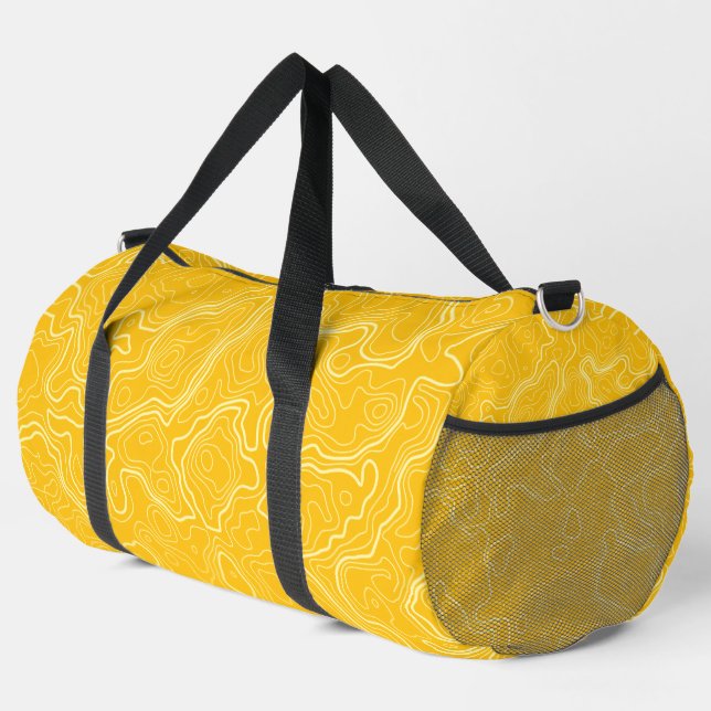 Gelbes Topografisches Muster Duffle Bag (Rechte Ecke)