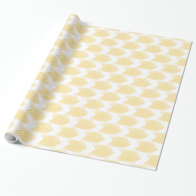 Gelbes Tribal Arrow Muster Geschenkpapier (Ungerollt)