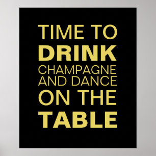 Gelbes trinkendes Champagne-Party-Plakat Poster