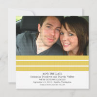 Gelbes Triple Stripe Foto Save the Date einladen