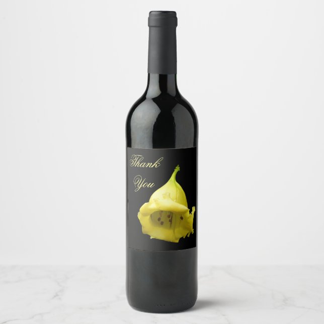 Gelbes tropisches Blossom Weinetikett (Vorderseite)