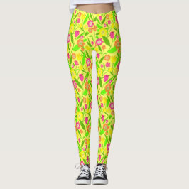 Gelbes Tulip-Muster Leggings