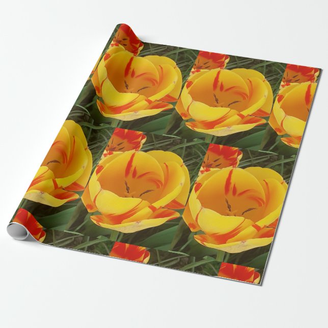 Gelbes Tulip-Wrapping Paper Geschenkpapier (Ungerollt)