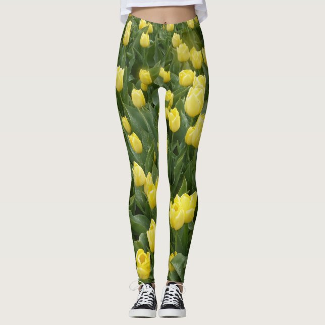 Gelbes Tulpe-Feld Legging Leggings (Vorderseite)