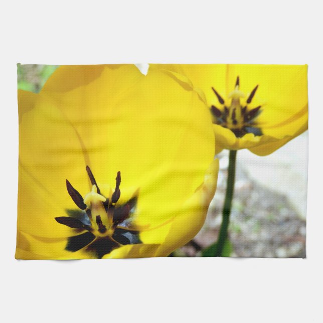Gelbes Tulpe-Tee-Tuch Geschirrtuch (Horizontal)