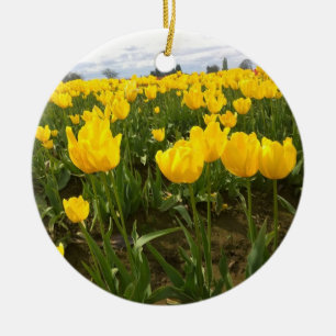 Gelbes Tulpenfeld, Oregon Keramik Ornament