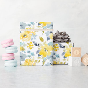 Gelbes u. blaues Aquarell-Muster Geschenkpapier