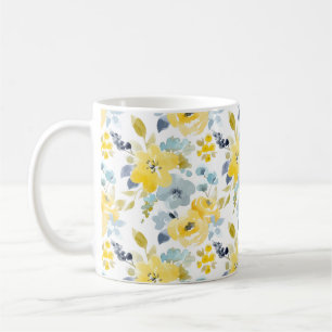 Gelbes u. blaues Aquarell-Muster Kaffeetasse