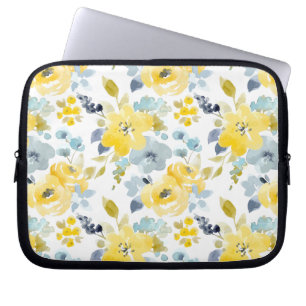 Gelbes u. blaues Aquarell-Muster Laptopschutzhülle