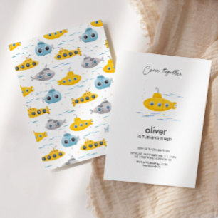 Gelbes U-Boot-Kindergeburtstag Einladung