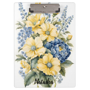 Gelbes und blaues Bouquet Klemmbrett