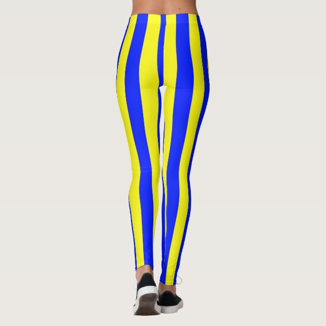 Gelbes und blaues Coloured gestreiftes Muster Leggings (Rückseite)