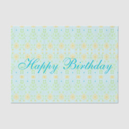 Gelbes und blaues Happy Birthday Tissue Paper Seidenpapier