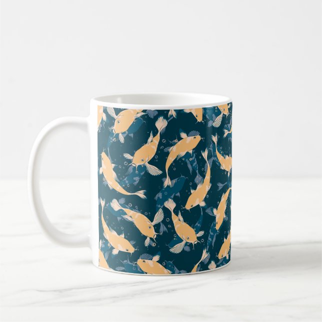 Gelbes und blaues Muster - Koi Fish Kaffeetasse (Links)