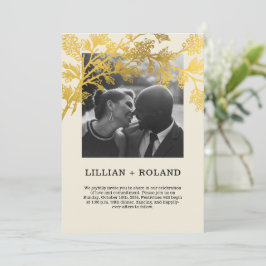 Gelbes und goldenes Foto Rustikale Collage Wedding Einladung