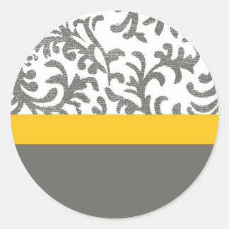 Gelbes und graues Blumenmuster Runder Aufkleber