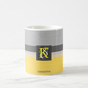 Gelbes und graues Initialen-Monogramm des Tasse