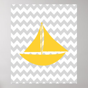 Gelbes und graues Zickzack Wasserschiff Poster