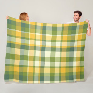 Gelbes und grünes Kariertes Muster Fleecedecke