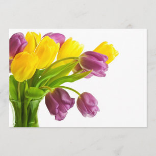 Gelbes und Lila Tulips-Background Einladung
