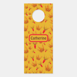 Gelbes und orangefarbenes Muster auf gelbem Monogr Türanhänger