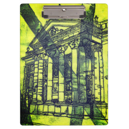 Gelbes und schwarzes Gebäude Klemmbrett