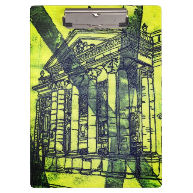 Gelbes und schwarzes Gebäude Klemmbrett (Vorderseite)