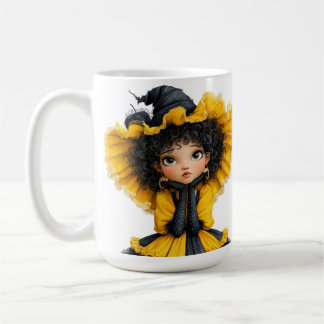 GELBES UND SCHWARZES HALLOWEEN-THEMA-MÄDCHEN KAFFEETASSE