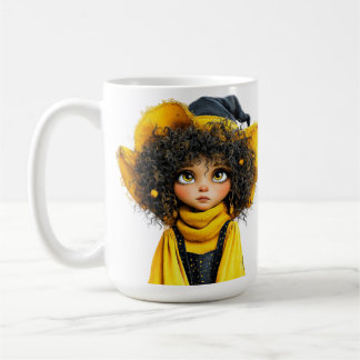 GELBES UND SCHWARZES HALLOWEEN-THEMA-MÄDCHEN KAFFEETASSE