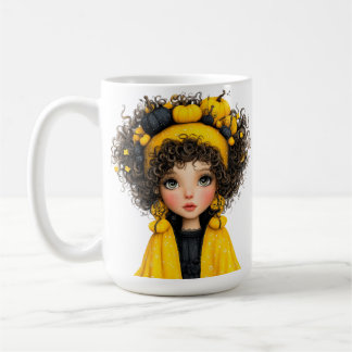 GELBES UND SCHWARZES HALLOWEEN-THEMA-MÄDCHEN KAFFEETASSE