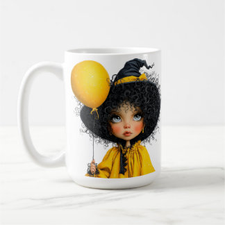 GELBES UND SCHWARZES HALLOWEEN-THEMA-MÄDCHEN KAFFEETASSE