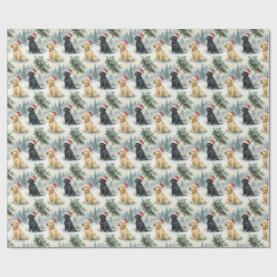 Gelbes und schwarzes Labrador-Weihnachtspapier Geschenkpapier