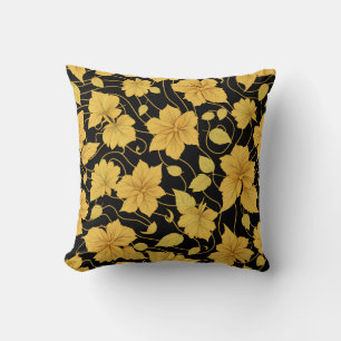 Gelbes und schwarzes Muster Kissen