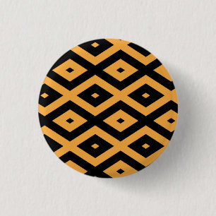 Gelbes und schwarzes Rautenmuster Button