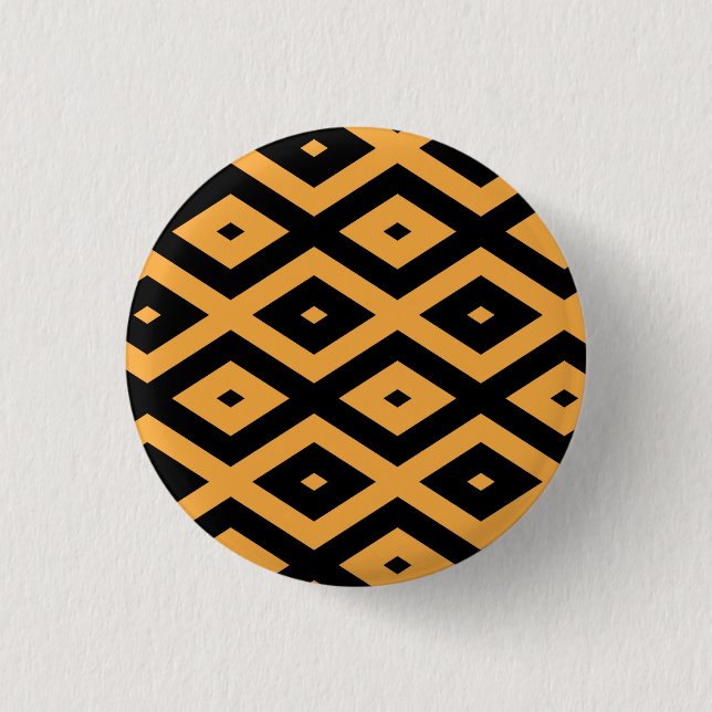 Gelbes und schwarzes Rautenmuster Button (Vorderseite)