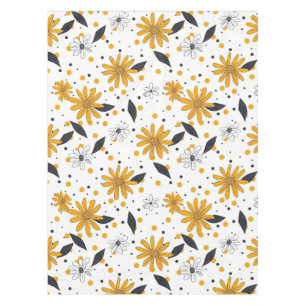 Gelbes und weißes Daisy-Muster mit dunklen Blätter Tischdecke