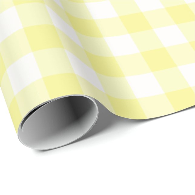 Gelbes und weißes Gingham-Packpapier Geschenkpapier (Rolleneckpunkt)