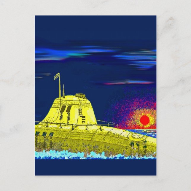 Gelbes Unterseeboot Postkarte (Vorderseite)