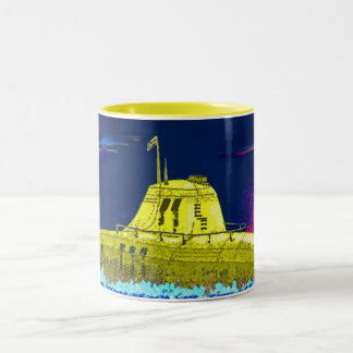 Gelbes Unterseeboot Zweifarbige Tasse