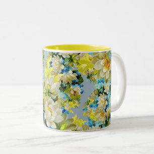 Gelbes Vintage-Blumenmuster Zweifarbige Tasse