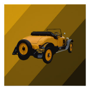 Gelbes Vintage-Cabrio-Auto, Poster