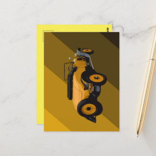 Gelbes Vintage-Cabriolet, Postkarte