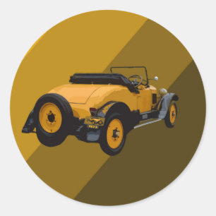 Gelbes Vintages Cabrio, Aufkleber