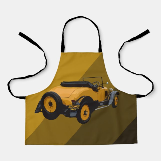 Gelbes Vintages Cabrio, Kinder-Schürze Schürze (Vorderseite)